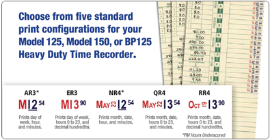 Acroprint 125-150 Time Card